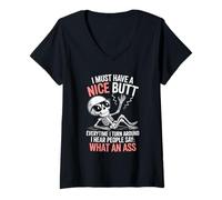 Womens Funny Saying What an Turn Around Joke Skeleton Women Men V-Neck T-Shirt