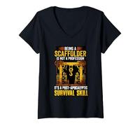 Women's Funny Scaffolder Post Apocalyptic Survival Skill V-Neck T-Shirt