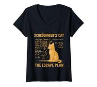 Womens Funny Schrodinger's Cat Nerd Scientific Math Physics Humor V-Neck T-Shirt