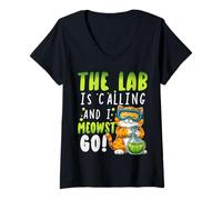 Women's Funny Science Cat Chemistry Lab Student Teacher Scientist V-Neck T-Shirt