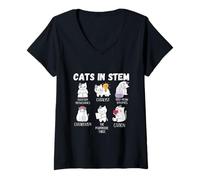 Womens Funny Science Meme Cats in Stem Scientist Nerd Cat Lover V-Neck T-Shirt