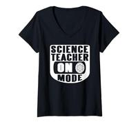 Womens Funny Science Teacher On Mode Activated with Atom Symbol V-Neck T-Shirt