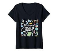 Womens Funny Scientist Cute Let's Have A Moment Of Science Lovers V-Neck T-Shirt