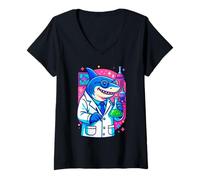 Womens Funny Scientist Shark Chemistry Lab, Love Sharks V-Neck T-Shirt