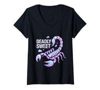 Womens Funny Scorpion Memes Deadly Sweet V-Neck T-Shirt
