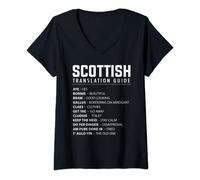 Womens Funny Scottish Slang Translation Guide Proud Scottish Aye V-Neck T-Shirt