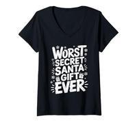 Women's Funny Secret Santa Exchange Sarcastic Holiday Humor V-Neck T-Shirt