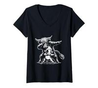 Women's Funny Shaggy Cow and Calf Dabbing Cattle Humor V-Neck T-Shirt