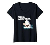 Womens Funny Shark Whisperer V-Neck T-Shirt