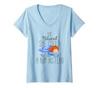 Womens Funny She Believed She Could Feminism Feminist sarcastic V-Neck T-Shirt