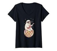 Womens Funny Sheep Disco Dancing Ball Groovy Retro 80s Costume V-Neck T-Shirt