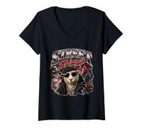 Women's Funny Sheep Retro Bootleg V-Neck T-Shirt
