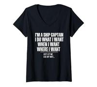 Womens Funny Ship Captain Husband Ask My Wife V-Neck T-Shirt