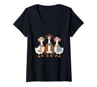 Womens Funny Silly Goose Cowboy Western Cowgirl Goose Humor Design V-Neck T-Shirt
