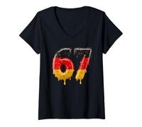Womens Funny Six Seven Ice Cream Drip 6 7 Kids Meme 67 German Flag V-Neck T-Shirt