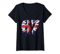 Womens Funny Six Seven Ice Cream Drip 6 7 Kids Meme 67 UK Flag V-Neck T-Shirt