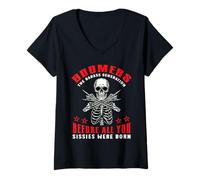 Womens Funny Skeleton Boomers Badass Generation Before Sissies V-Neck T-Shirt