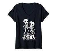 Womens Funny Skeleton You Got Your Back Halloween Costume Men Kids V-Neck T-Shirt