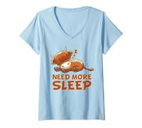 Womens Funny Sleeping Highland Cattle Cow Pajama Bedtime V-Neck T-Shirt