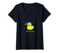 Women's Funny Sleepy Rubber Ducky Duck V-Neck T-Shirt