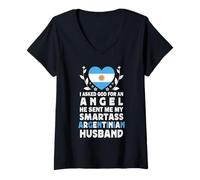 Womens Funny Smartass Argentinian Husband Argentina Flag Spouses V-Neck T-Shirt