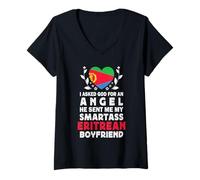 Womens Funny Smartass Eritrean Boyfriend Eritrea Flag V-Neck T-Shirt