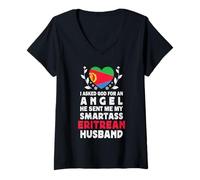 Womens Funny Smartass Eritrean Husband Eritrea Flag Spouses V-Neck T-Shirt