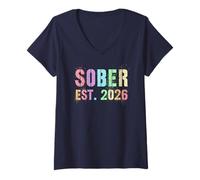 Womens Funny Sober Est 2026 Do It Later Drinking Buddy Future Drug V-Neck T-Shirt