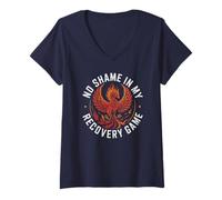 Womens Funny Sober NO Shame in Recovery Game Sobriety Vibes AA V-Neck T-Shirt