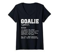 Women's Funny Soccer Goalie Definition Smelly Gloves Goalkeeper Joke V-Neck T-Shirt