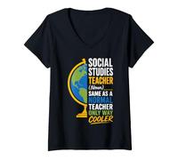 Women's Funny Social Studies Teacher Appreciation V-Neck T-Shirt