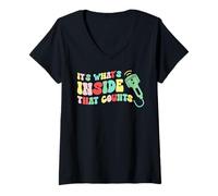 Women's Funny Sonographer It's What's Inside that Counts Humor V-Neck T-Shirt