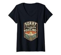 Women's Funny Sorry I was Thinking About Sailing Sailor V-Neck T-Shirt