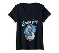 Women's Funny Space Boy Kids Astronomy Astrophysics Astronauts V-Neck T-Shirt