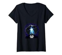 Women's Funny Space UFO Alien Hunter V-Neck T-Shirt