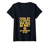 Women's Funny Spanish Naranja Joke Saying Orange Pun V-Neck T-Shirt