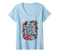 Womens Funny Spooky Season You Inspire My Inner Serial Killer V-Neck T-Shirt