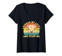 Womens Funny Spread My Legs and Stuff Me Thanksgiving V-Neck T-Shirt