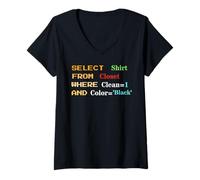 Womens Funny SQL Query Programming Code Closet Design V-Neck T-Shirt