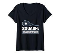 Womens Funny Squash Sport Players Who Love to Swear Design V-Neck T-Shirt