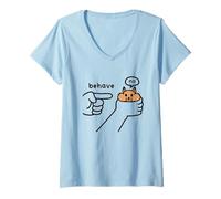 Women's Funny Squirrel Chipmonk Behave No Stubborn Meme Cartoon V-Neck T-Shirt