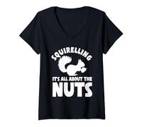 Womens Funny Squirrel Lover Outfit Nutcracker Squirreling Nuts V-Neck T-Shirt