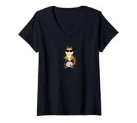 Womens Funny Squirrel Wearing Sunglasses Playing Drums Drummers V-Neck T-Shirt