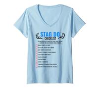 Womens funny Stag Do Challenge Checklist Dares game V-Neck T-Shirt