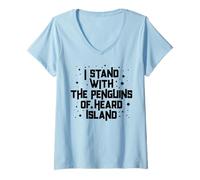 Womens Funny Stand With the Penguins of Heard Island Political Meme V-Neck T-Shirt