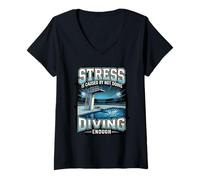 Women's Funny Stress is Caused By Not Doing Diving Enough V-Neck T-Shirt