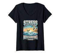 Women's Funny Stress is Caused By Not Doing Kitesurfing Enough V-Neck T-Shirt