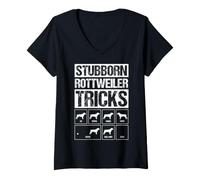 Women's Funny Stubborn Rottweiler Tricks Dog Training Humor V-Neck T-Shirt
