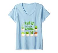 Women's Funny Succulent Plant Lover These are My Babies Gardening V-Neck T-Shirt