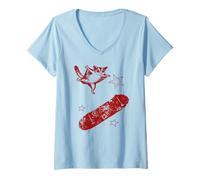 Women's Funny Sugar Glider Skateboard Design Exotic Pet Lovers V-Neck T-Shirt